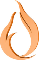 3D illustration render of abstract fire symbol of different shapes and colors on a transparent background