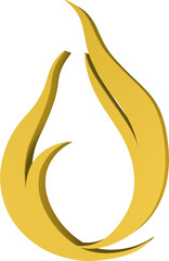 3D illustration render of abstract fire symbol of different shapes and colors on a transparent background