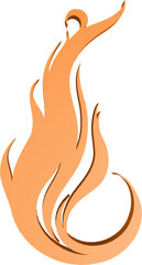 3D illustration render of abstract fire symbol of different shapes and colors on a transparent background