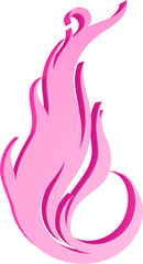 3D illustration render of abstract fire symbol of different shapes and colors on a transparent background