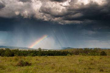 rainy day with storm clouds in the countryside of Queensland, Australia