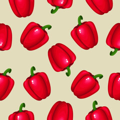 Bell pepper seamless pattern on a white background.