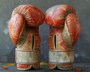 Boxing gloves padded with soft breadfruit cushioning punches in a ring of resilience  - obrazy, fototapety, plakaty