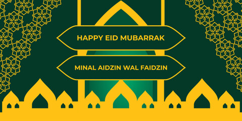 Simple Eid al-Fitr themed Islamic banner design template, good for Eid al-Fitr celebration designs