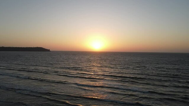 An Aerial shot of Sunset at Miramar Beach in Panjim, Goa, India
