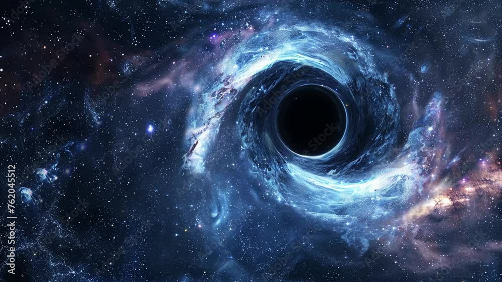 Wall mural black hole over star field in outer space. seamless looping overlay 4k virtual video animation backg