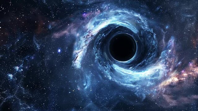black hole over star field in outer space. seamless looping overlay 4k virtual video animation background