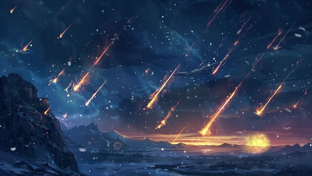fantastic and exotic allen planets environment meteor. seamless looping overlay 4k virtual video animation background