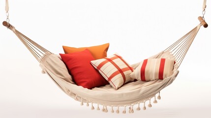 a hammock and pillows on a white background
