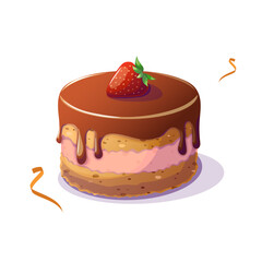 Festive cake with candles. Cake for birthday, holiday, celebration.