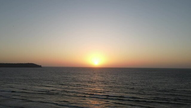 An Aerial shot of Sunset at Miramar Beach in Panjim, Goa, India

