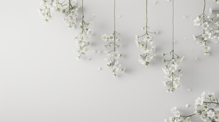 Delicate White Flowers on Hanging Branches