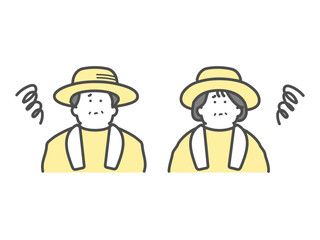 農家で働く不安な高齢夫婦　