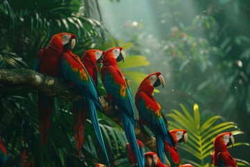The Squawking Symphony of Macaws - obrazy, fototapety, plakaty