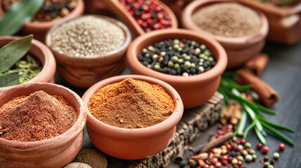 Assorted Bowls With Flavorful Spices for Cooking