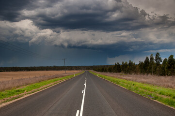 rainy day with storm clouds in the countryside of Queensland, Australia