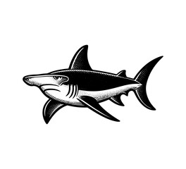 Hammerhead shark hand drawn vector illustration