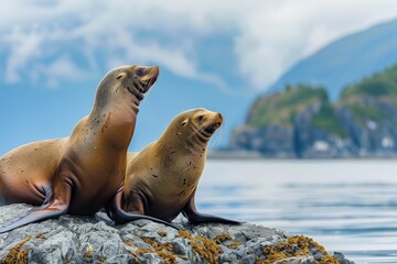 A Pair of Sea Lions in Repose - obrazy, fototapety, plakaty