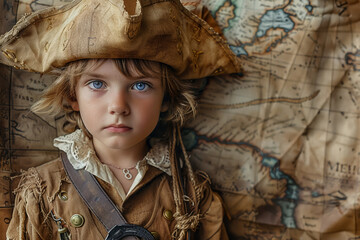 Imaginary pirate adventure child in costume