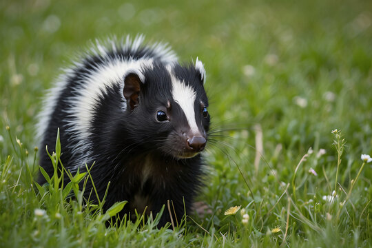 skunk with nature background