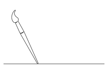 One continuous line drawing of paintbrush vector illustration. Free vector