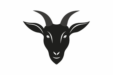 Goat head silhouette vector art illustration 