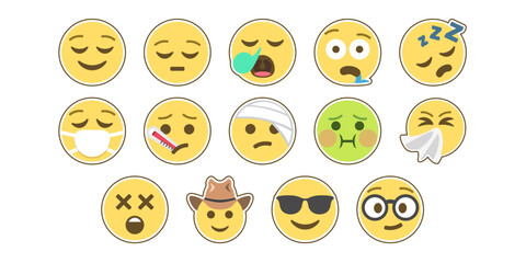 Obraz premium Emoji Icon Collection Part-03. Emoji Vector. Colorful Icon. Icon Vector. Icon Design