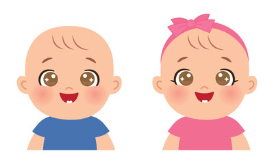 Cute happy baby boy and girl