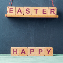Happy Easter Concept with Wooden Blocks - 762055379