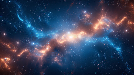 Abstract Space Background featuring multicolored Galaxy, Nebula and stars. Cosmic wallpaper.