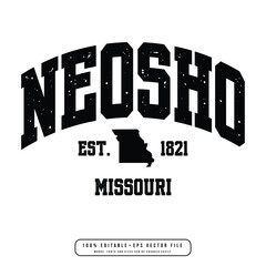 Neosho text effect vector. Editable college t-shirt design printable text effect vector