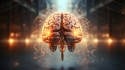 a close up of a human brain cerebral mind brain mapping dark background - obrazy, fototapety, plakaty