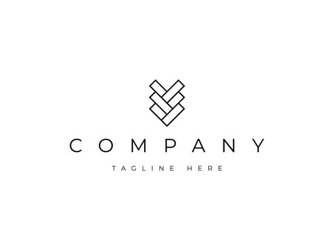 floor parquet tile line logo design