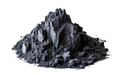 A Pile of Charcoal on a White Background. On a White or Clear Surface PNG Transparent Background.