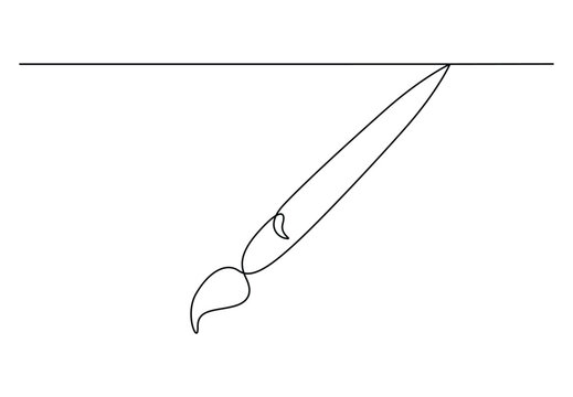 Paintbrush continuous single line drawing vector illustration. Free vector