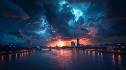 Rolgordijnen A stormy night in London. © Janis Smits