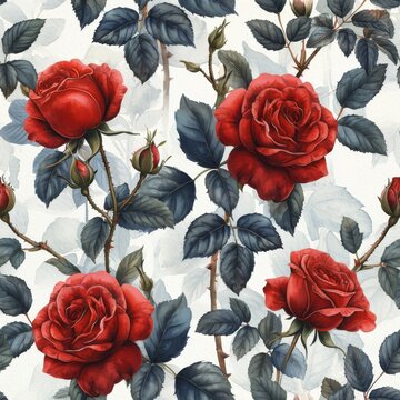 Elegant Watercolor Red Roses Pattern