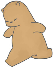 左に向かって走っているくま