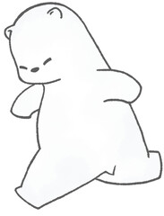 左に向かって走っているしろくま