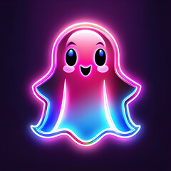 Rosy Spirits: Exploring the Artistry of Pink Neon Ghost Icons(Generative AI)