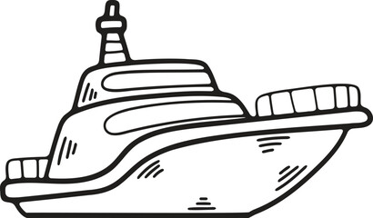 Hand Drawn Yacht or private boat in flat style