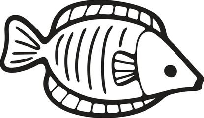 Hand Drawn deep sea fish in flat style