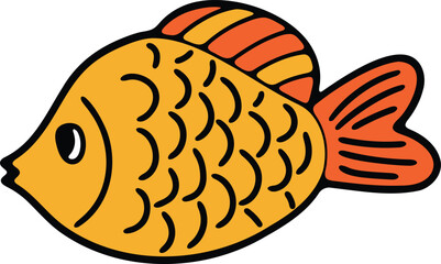 Hand Drawn deep sea fish in flat style