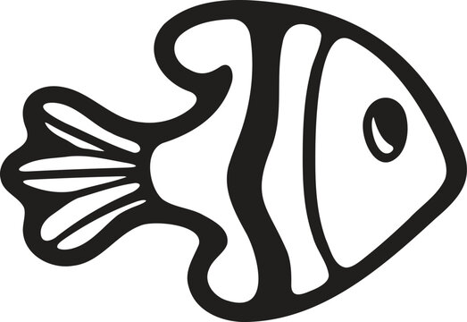 Hand Drawn deep sea fish in flat style