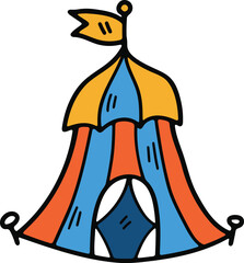 Hand Drawn Carnival tent in flat style