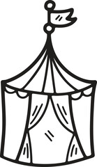 Fototapeta na wymiar Hand Drawn Carnival tent in flat style