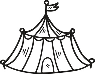 Hand Drawn Carnival tent in flat style