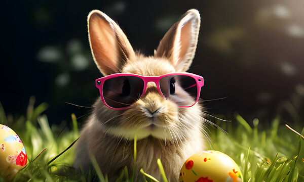 easter bunny with easter eggs