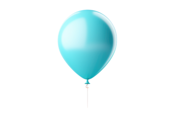 Blue Balloon With String Attached. On a White or Clear Surface PNG Transparent Background.