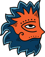 Hand Drawn tribal mask in flat style